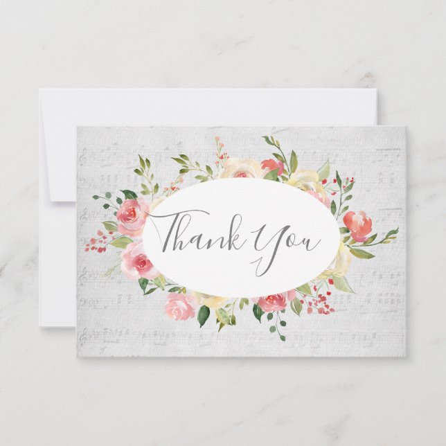 Invitación gracias fondo de música vintage (Anverso)