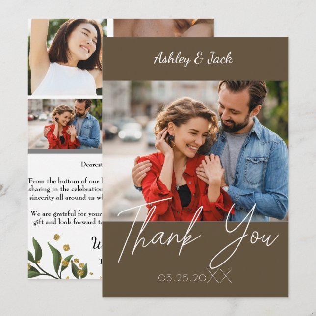 Invitación Gracias Moda elegante (Anverso / Reverso)