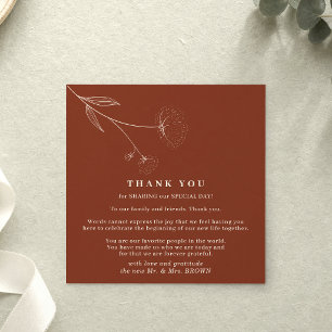 Invitación Gracias moderno indie terracota boho de algodón