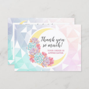 Invitación Gracias Moon & Succulent Pastel Mystic Boho Card