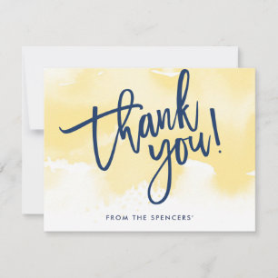 Invitación GRACIAS NOTA color de agua amarillo con letras a m