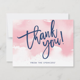 Invitación GRACIAS NOTA color de agua rosa pálido con letras