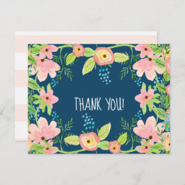Invitación Gracias Nota Niña Bebé Moderno Simple Boho Floral