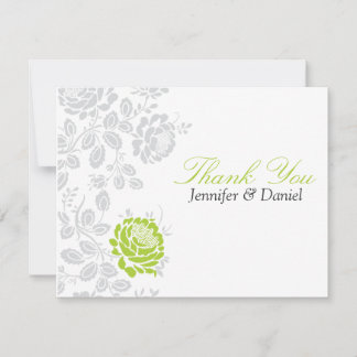 Invitación Gracias Notas Lime y Gray Damask