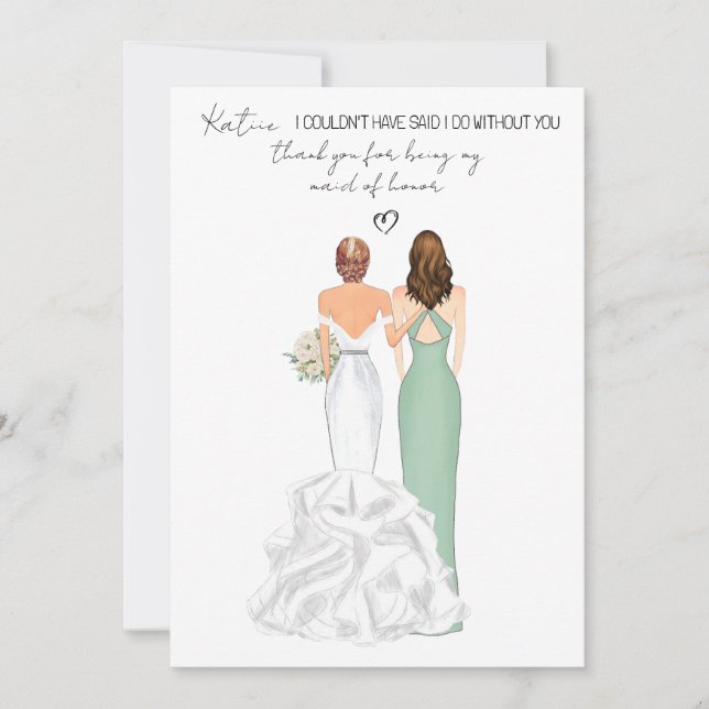 Invitación Gracias personalmente por ser mi dama de honor (Anverso)