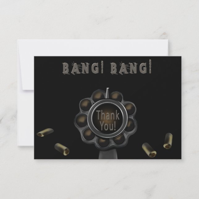 Invitación Gracias Pewter Gun Barrel (Anverso)