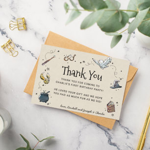 Invitación Gracias por el primer cumpleaños de Harry Potter