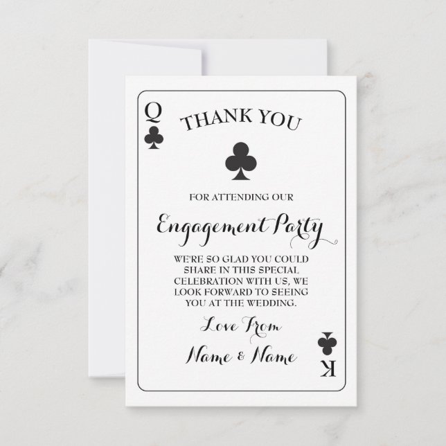 Invitación Gracias por jugar a las cartas Rey Reina de los cl (Anverso)