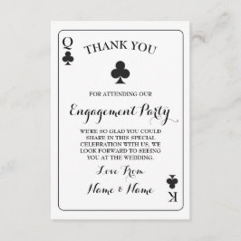 Invitación Gracias por jugar a las cartas Rey Reina de los cl