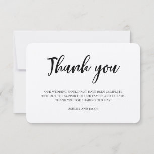 Invitación Gracias por la boda rústica. Nota moderna de campo