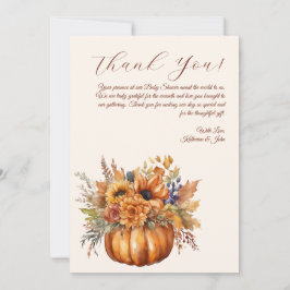 Invitación Gracias por la calabaza con flores-