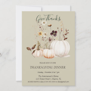Invitación Gracias por la Calabaza de Color Blando Boho