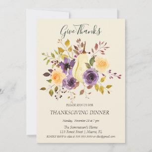Invitación Gracias por la Calabaza de Color Blando Boho