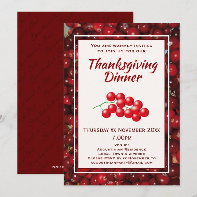 INVITACIÓN GRACIAS POR LA CELEBRACIÓN DE LA CENA (Anverso / Reverso)