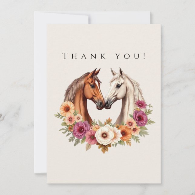 Invitación Gracias por la foto de los bodas - Caballos occide (Reverso)