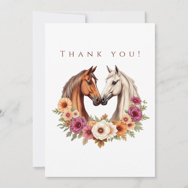 Invitación Gracias por la foto de los bodas - Caballos occide (Reverso)