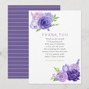 Invitación Gracias por la lluvia de bebé Floral Acuarela Viol