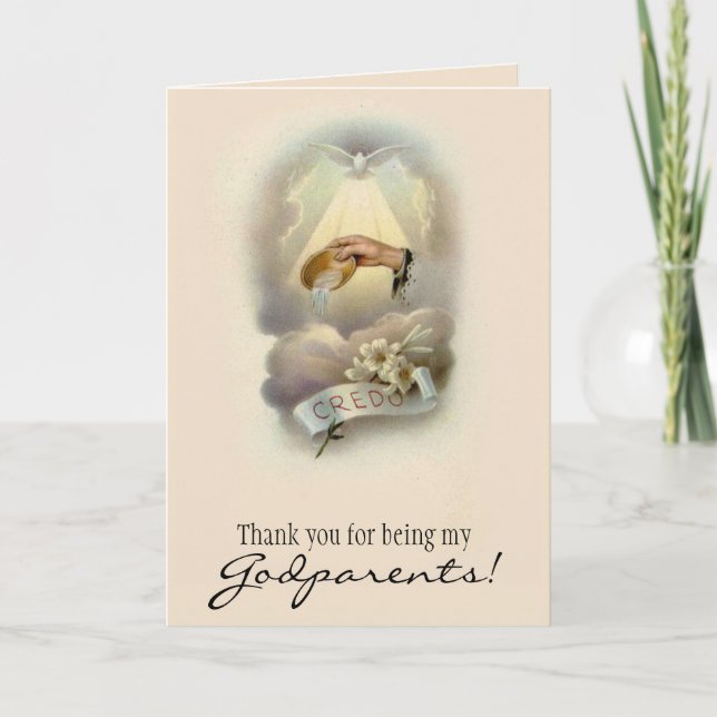 Invitación Gracias por ser mis padrinos bautizo católico (Anverso)
