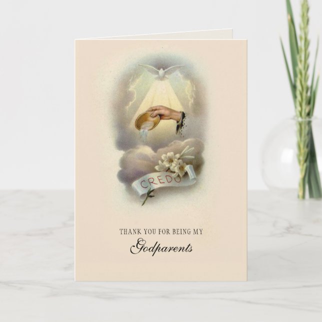 Invitación Gracias por ser mis padrinos bautizo católico (Anverso)