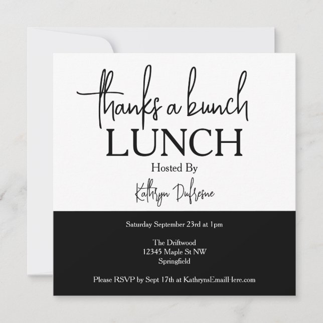 Invitación Gracias Por Un Almuerzo De Bunch (Anverso)
