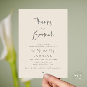 Invitación Gracias por un Brunch, Celebración de boda posmode
