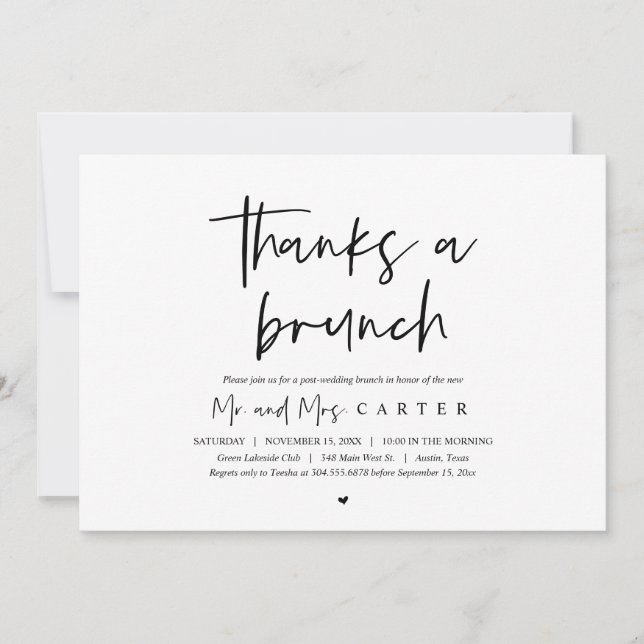 Invitación Gracias por un brunch, celebración post boda (Anverso)
