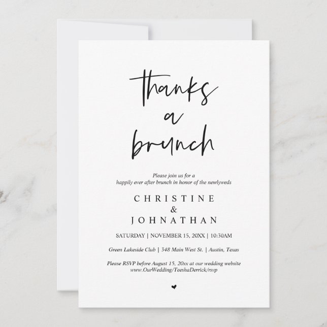 Invitación Gracias por un brunch, celebración post boda (Anverso)