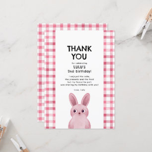 Invitación Gracias por venir a cumpleaños niña conejo rosa i