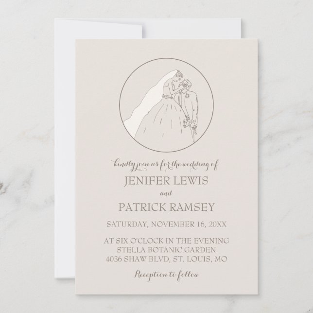 Invitación Gracias por venir a nuestro boda. Los amantes se b (Anverso)