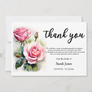 Invitación Gracias por venir a un funeral con Rosas