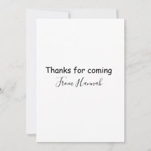 Invitación gracias por venir agregar nombre mensaje de texto 