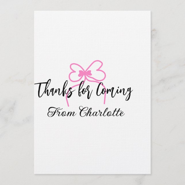 Invitación gracias por venir agregar nombre mensaje de texto  (Anverso)