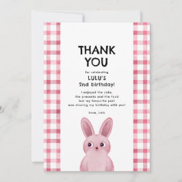 Invitación Gracias por venir al chica del conejo rosa de cump