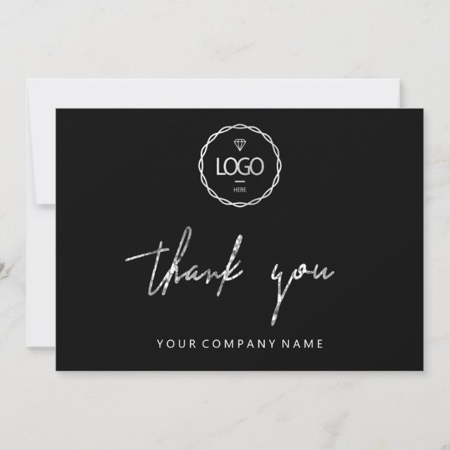 Invitación Gracias Script Business Insert Card Logo Black (Anverso)