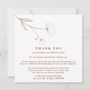 Invitación Gracias sencillo indie terracota boho algodón
