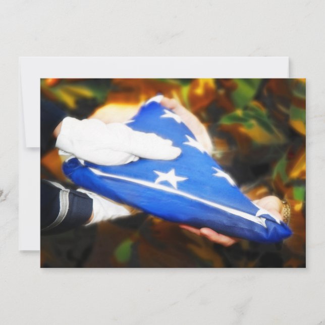 Invitación "Gracias" soldado recibe la bandera estadounidense (Anverso)