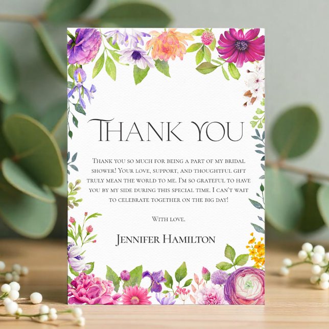 Invitación Gracias | Watercolor Floral Bridal Shower (Subido por el creador)