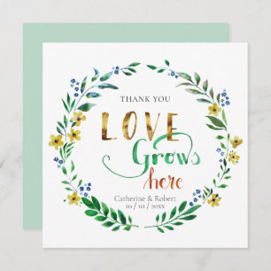 Invitación Gracias, Watercolor Floral Wreath