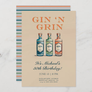 Invitación Graciosa botella Gin n Grin Hombres humorísticos c