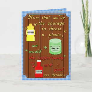 Invitación Graciosa cocina picnic Ketchup Mustard Fiesta Pun