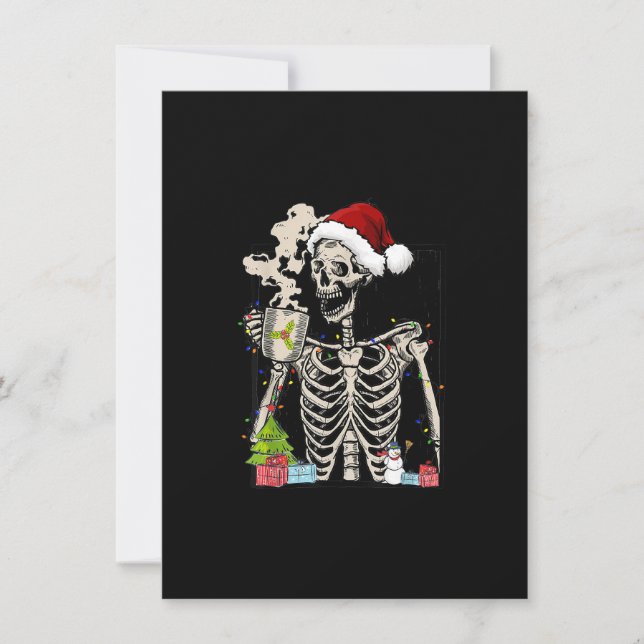 Invitación Graciosa Coffee Skeleton Xmas Café Beber Navidad (Anverso)