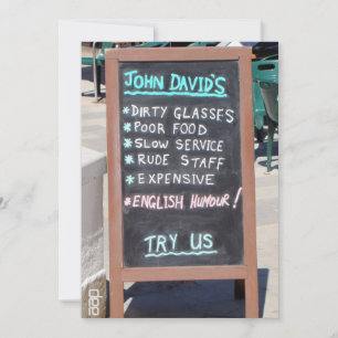 Invitación Graciosa comida pobre, cena o almuerzo