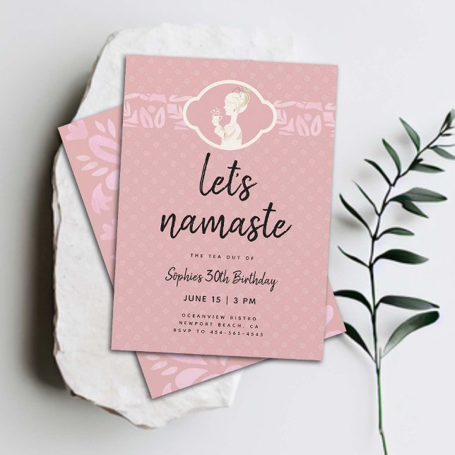 Invitación Graciosa deja a las mujeres de 30 años Fiesta de t (funny 30th birthday invitation for women tea party namaste yoga spa afternoon tea)