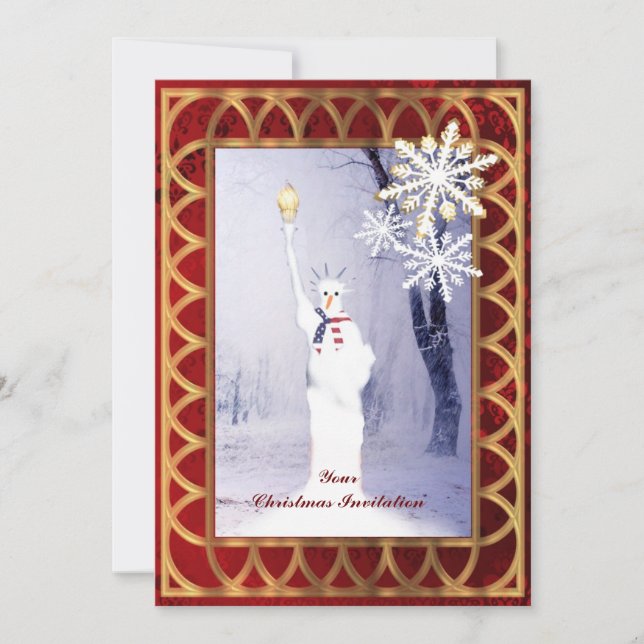 Invitación Graciosa estatua de Navidades de muñecos de nieve  (Anverso)