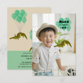 Invitación Graciosa fiesta de cumpleaños de cocodrilos con fo