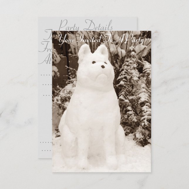 Invitación graciosa foto de perro blanco akita de nieve (Anverso / Reverso)
