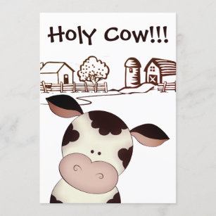Invitación Graciosa granja de vacas sagradas fiesta de cumple