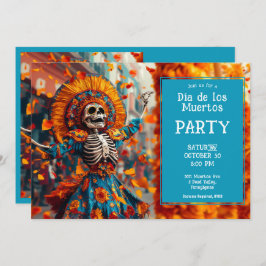 Invitación 💀 Graciosa La Calavera con un vestido de flores