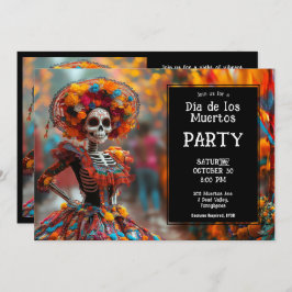 Invitación 💀 Graciosa La Calavera en gorra con flores