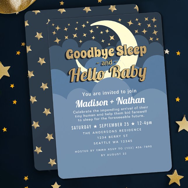 Invitación Graciosa luna y estrellas despiden a Baby Shower (Subido por el creador)